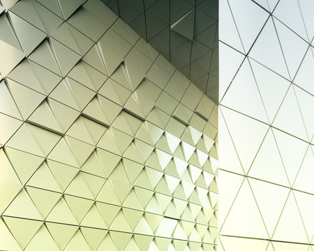 Abstract photo of modern aluminum ventilated facade of trianglesの写真素材