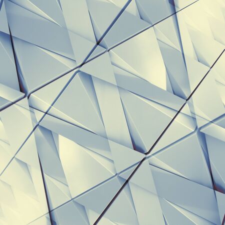 Abstract 3D illustration of triangles with double exposure effectの写真素材
