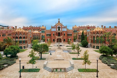 Hospital de la Santa Creu i Sant Pau complex, the world's largest Art Nouveau Site in Barcelona, Spainの写真素材