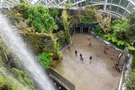 Singapore, Republic of Singapore - May 5, 2016: tourists exploring Cloud Garden conservatory greenhouseのeditorial素材