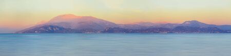 Panorama of Consorzio Lago di Garda lake, Lombardia, Italyの写真素材