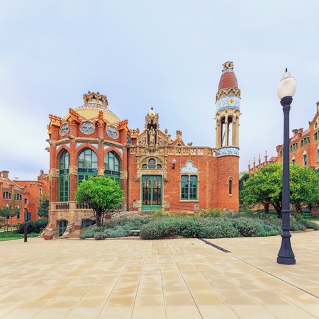 Hospital de la Santa Creu i Sant Pau complex, the worlds largest Art Nouveau Site in Barcelona, Spainの写真素材