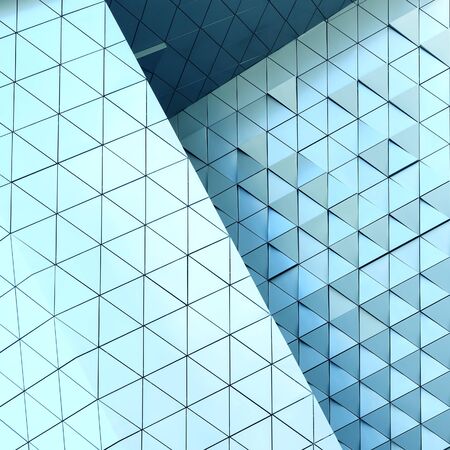 Abstract architectural 3d illustration of blue triangles