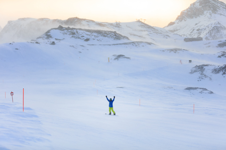 Winter snowboarding activityの写真素材