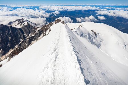 Trekking to the top of Mont Blanc mountain in French Alpsの写真素材