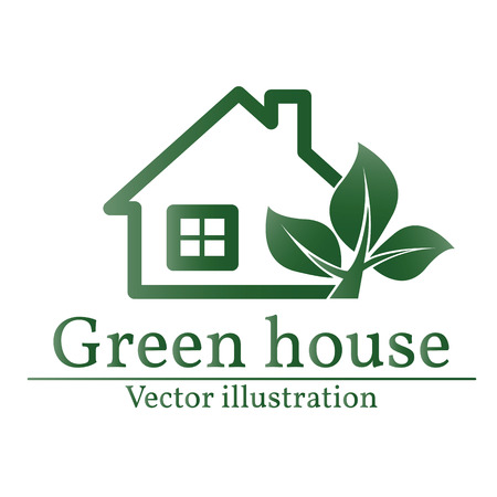 Green house logo. Eco house. Green house Vector. Green house art. Green house Graphic.のイラスト素材