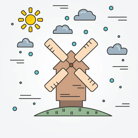 Wind mill. Thin line icon. のイラスト素材