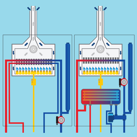 Gas boilers with heat exchanger.のイラスト素材