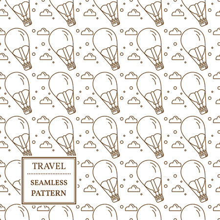 Air balloon seamless pattern. Thin line icon. Vector.のイラスト素材