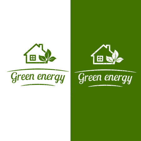 Green energy, eco house design. Flat icon. Vector illustration.のイラスト素材