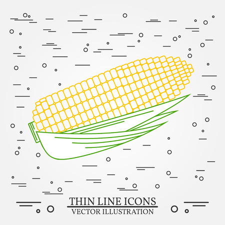 Corn  thin line design. Corn  pen Icon. Corn  pen Icon Vector. Corn  pen Icon Drawing. Corn  pen Icon Image.Corn  penl Icon Graphic. Corn  pen Icon Art. Thin line icon.のイラスト素材