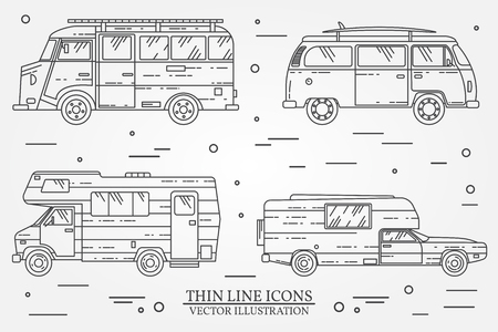 Set of cars for camping.  Car and camper set.のイラスト素材
