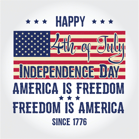 Fourth of July. Independence day greeting card, poster, flyer. Patriotic banner for website template. July 4th typographic design. Vector illustration.のイラスト素材