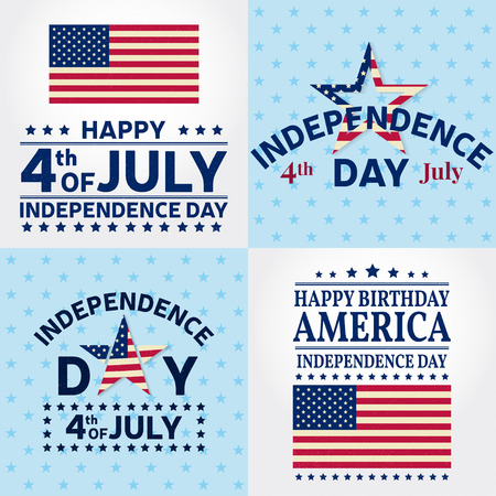 Set of Independence day greeting cards, flyers. Independence day posters. Patriotic banner for website template. Vector illustration.のイラスト素材