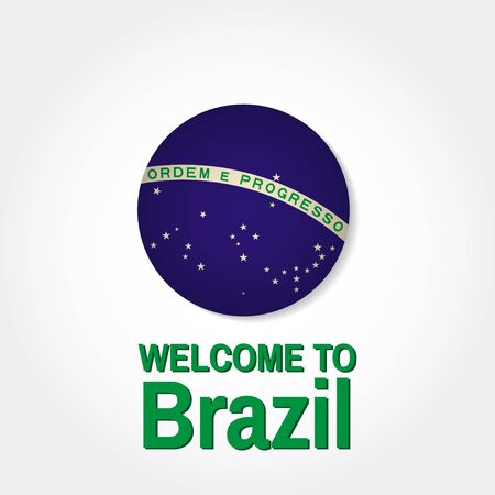Welcome to Brazil. Patriotic banner for website template, cards, posters, logo. Vector illustration.のイラスト素材