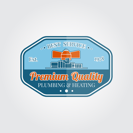 Vintage plumbing service badge, banner or logo emblem.Elements on the theme of the plumbing service business. Vector illustration.のイラスト素材