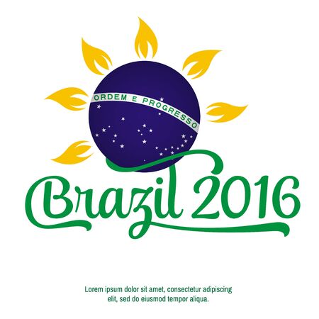 Brazil. Patriotic banner for website template, cards, posters, logo, brochure. Typographic concept. Vector illustration.のイラスト素材