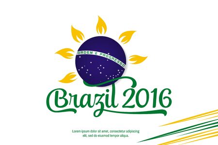 Brazil logo on the white background. Patriotic banner for website template, cards, posters, logo, brochure. Typographic concept. Vector illustration.のイラスト素材