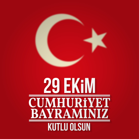 Republic Day Turkey. Vector illustration. For greeting card, poster, flyer. Patriotic banner. Vector illustration. Text in English "October 29, Happy Republic Day"のイラスト素材