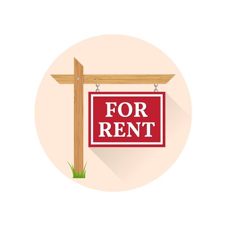For rent Icon on the white background. For web and mobile, modern minimalist flat design. Vector illustration.のイラスト素材
