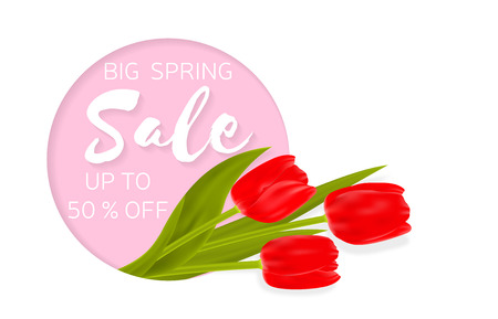 Big Spring sale background with beautiful flowers.のイラスト素材