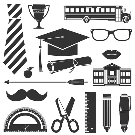 Graduation Icons set isolated on white.のイラスト素材