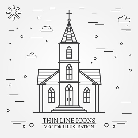 Vector thin line icon church.の写真素材