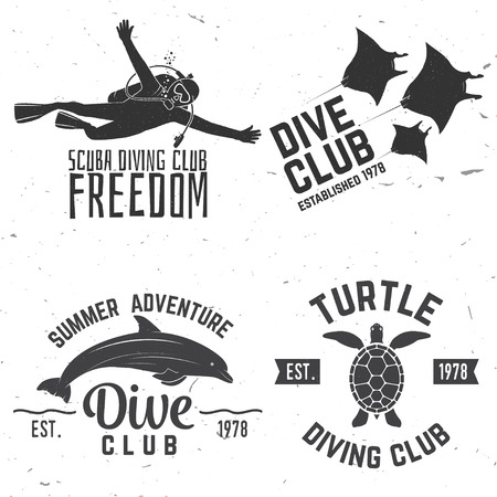 Set of Diving club badges.のイラスト素材