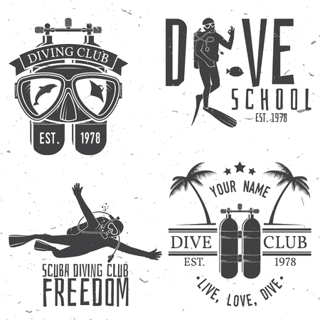 Set of Scuba diving club and diving school design.のイラスト素材