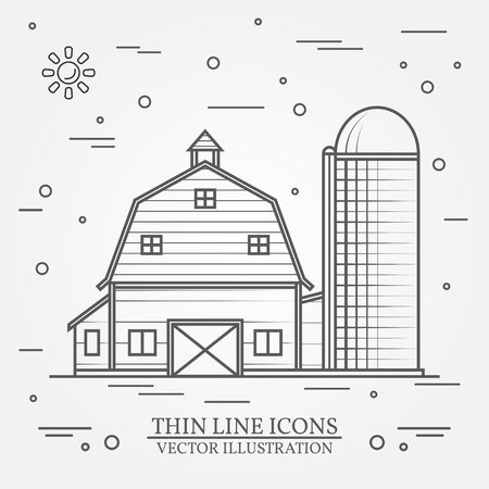 Thin line american farm icon.のイラスト素材