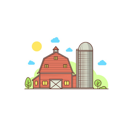 Thin line american farm icon vector illustration.のイラスト素材