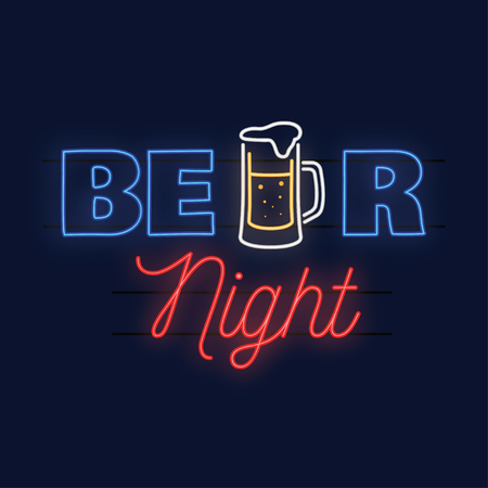 Neon design for bar, pub and restaurant business.のイラスト素材