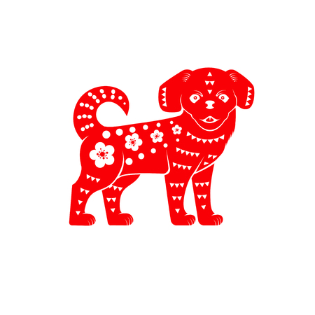 Red chinese dog on the white background.のイラスト素材