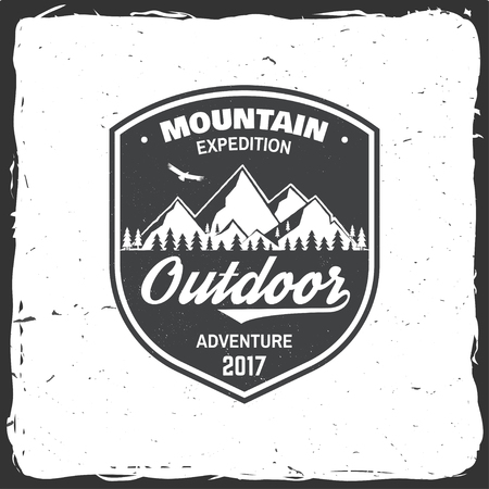 Vintage typography design with soaring eagle and mountain silhouette.のイラスト素材