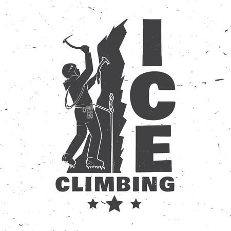Vintage typography design with climber on the mountains.のイラスト素材