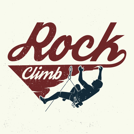 Vintage typography design with climber on the mountains.のイラスト素材