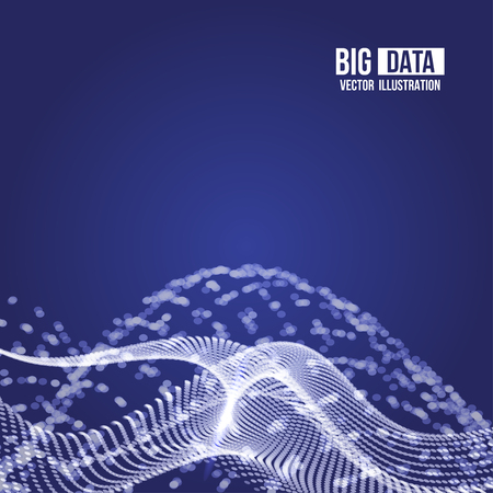 Visual Analytics for Big Data. Vector illustration. Dynamic visualizations with connecting dots and low poly shape. Legacy Data and Streaming Data.のイラスト素材