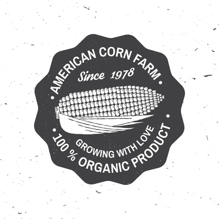 American corn Farm Badge or Label. Vector illustration.のイラスト素材