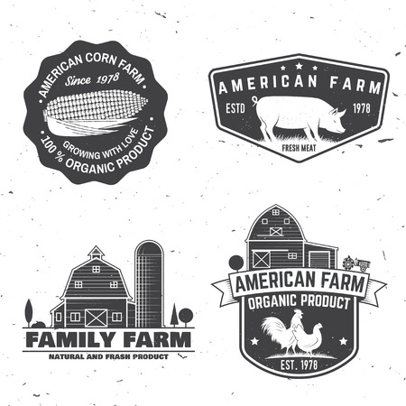 American Farm Badge or Label. Vector illustration.のイラスト素材