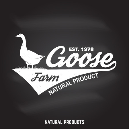 Goose Farm Badge or Label. Vector illustration.のイラスト素材