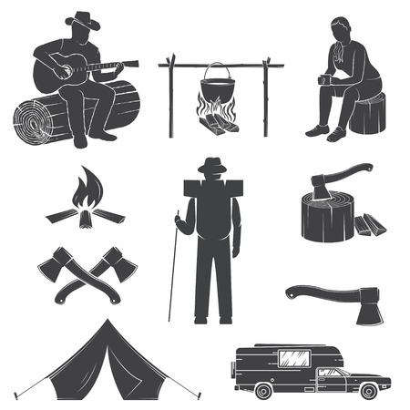 Set of Camping icons isolated on the white background.のイラスト素材