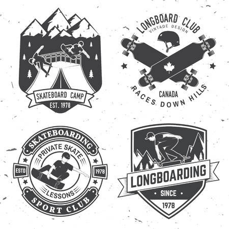 Set of Skateboard and longboard club badges. Vector illustrationのイラスト素材