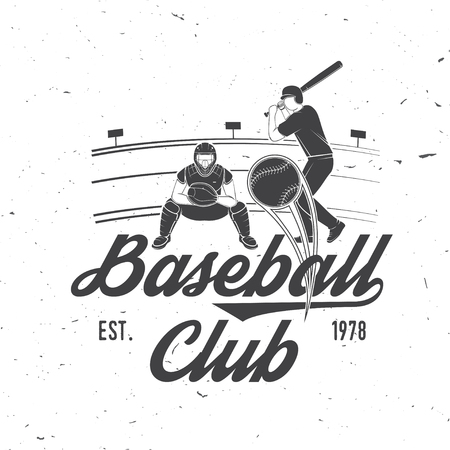 Baseball or softball club badge. Vector illustration. Concept for shirt design, print, stamp or tee.のイラスト素材