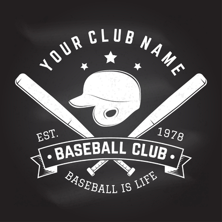 Baseball club badge on the chalkboard. Vector illustration.のイラスト素材