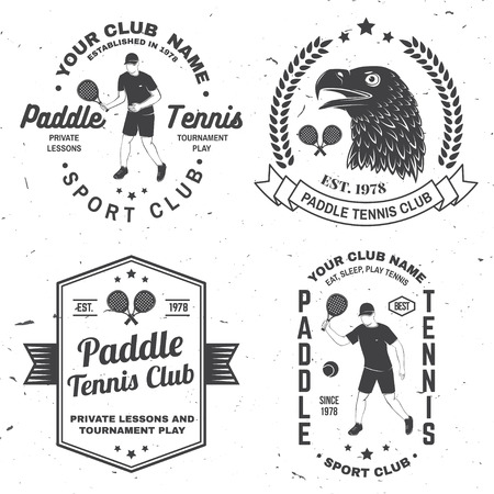 Set of Paddle tennis badge, emblem or sign. Vector illustration. Concept for shirt, print, stamp or tee.のイラスト素材