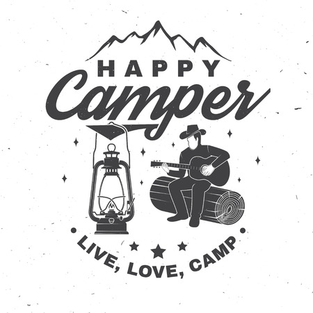 Happy camper. Vector illustration. Concept for shirt or logo, print, stamp or tee.のイラスト素材