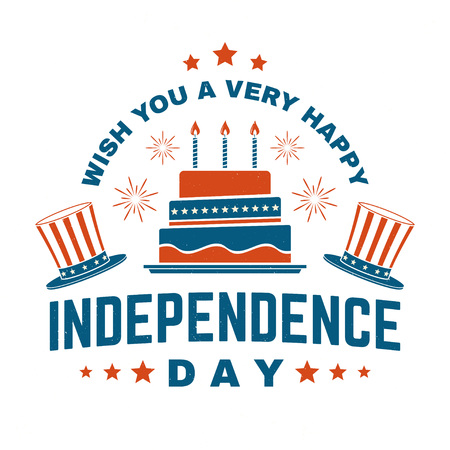 Vintage 4th of july design in retro style. Independence day greeting card. Patriotic banner for website template. Vector illustration.のイラスト素材