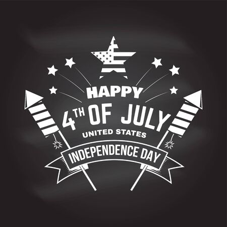 Vintage 4th of july design in retro style. Independence day greeting card. Patriotic banner for website template. Vector illustration.のイラスト素材