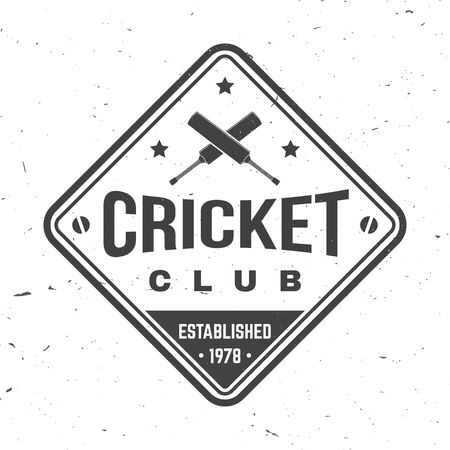 Cricket club badge. Vector. Concept for shirt, print, stamp or tee. Vintage typography design with cricket bat and ball silhouette.のイラスト素材