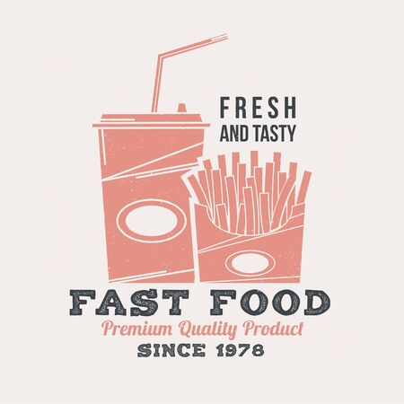 Hot and fresh sandwich retro badge design. Vintage design for cafe, restaurant, pub or fast food business. Template with sandwich for restaurant identity objects, packaging and menuのイラスト素材